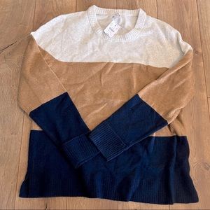 NWT- J.Crew Sweater- Blue and Tan- Ladies Large